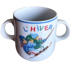 COPY - Guy Degrenne The Triplets Winter Porcelain Cup w/Double Handles